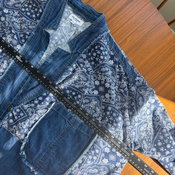 ee:some Los Angeles Oversized Denim Jacket 100% Cotton Paisley Blue Western M - Picture 6 of 7